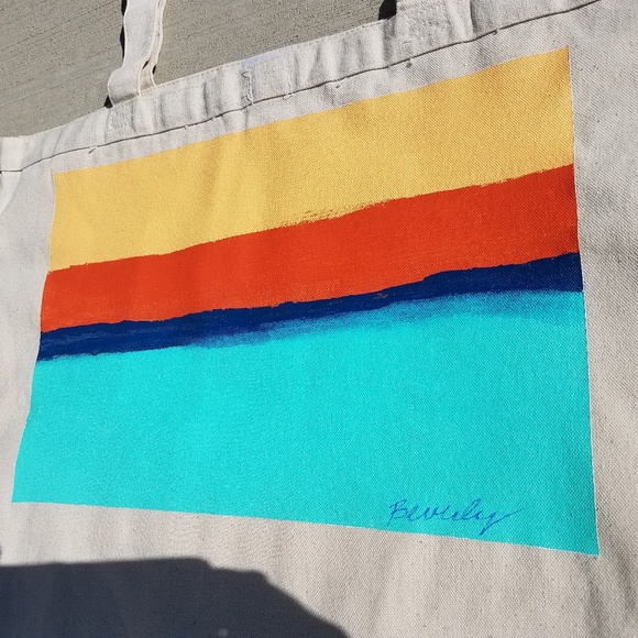 Horizon #10 Hand Painted Cotton Canvas Tote Bag - Picture 2 of 7